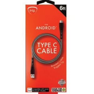NIB "iHip" android 6 Ft Rugged Braided USB Type C Cable